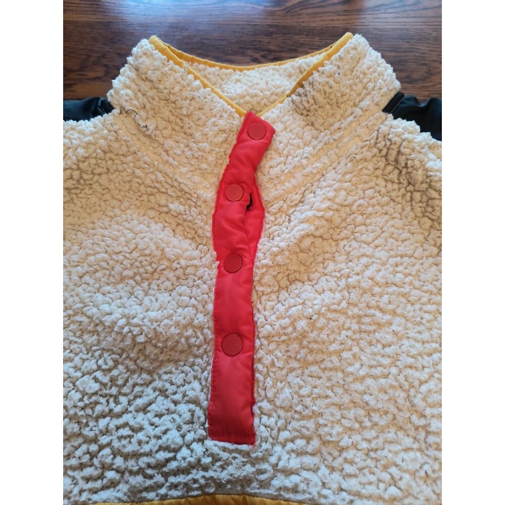 Eddie Bauer Vintage Sherpa Pullover Jacket XL White Yellow Blue Red Fleece Snap - Picture 2 of 7
